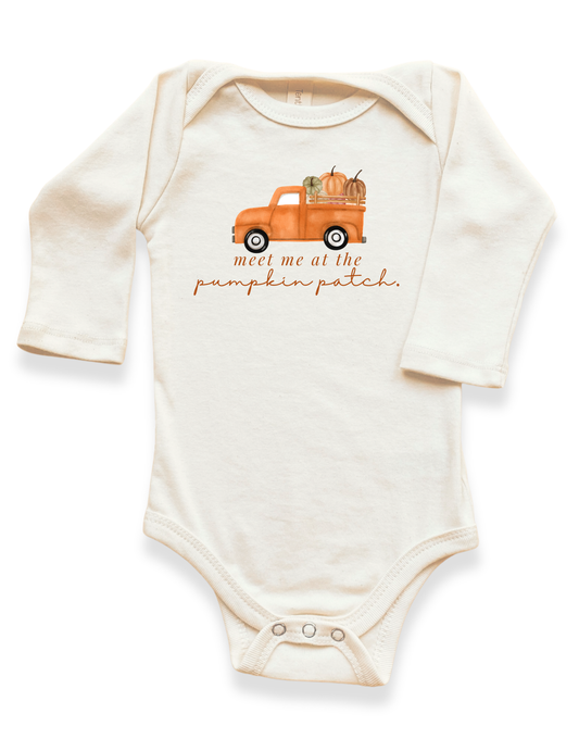 Meet Me At The Pumpkin Patch Organic Bodysuit Long Sleeve - 0-3M, 3-6M, 6-12M, 12-18M