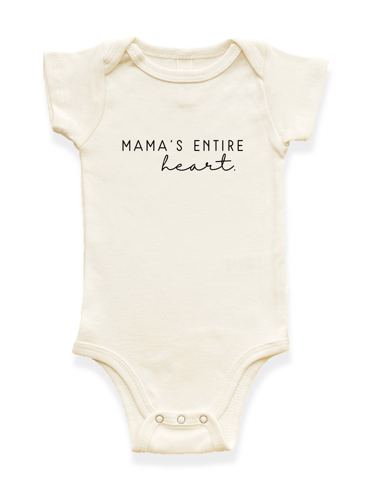 Mama's Entire Heart Organic Baby Bodysuit - Black, 0-3M, 3-6M, 6-12M, 12-18M