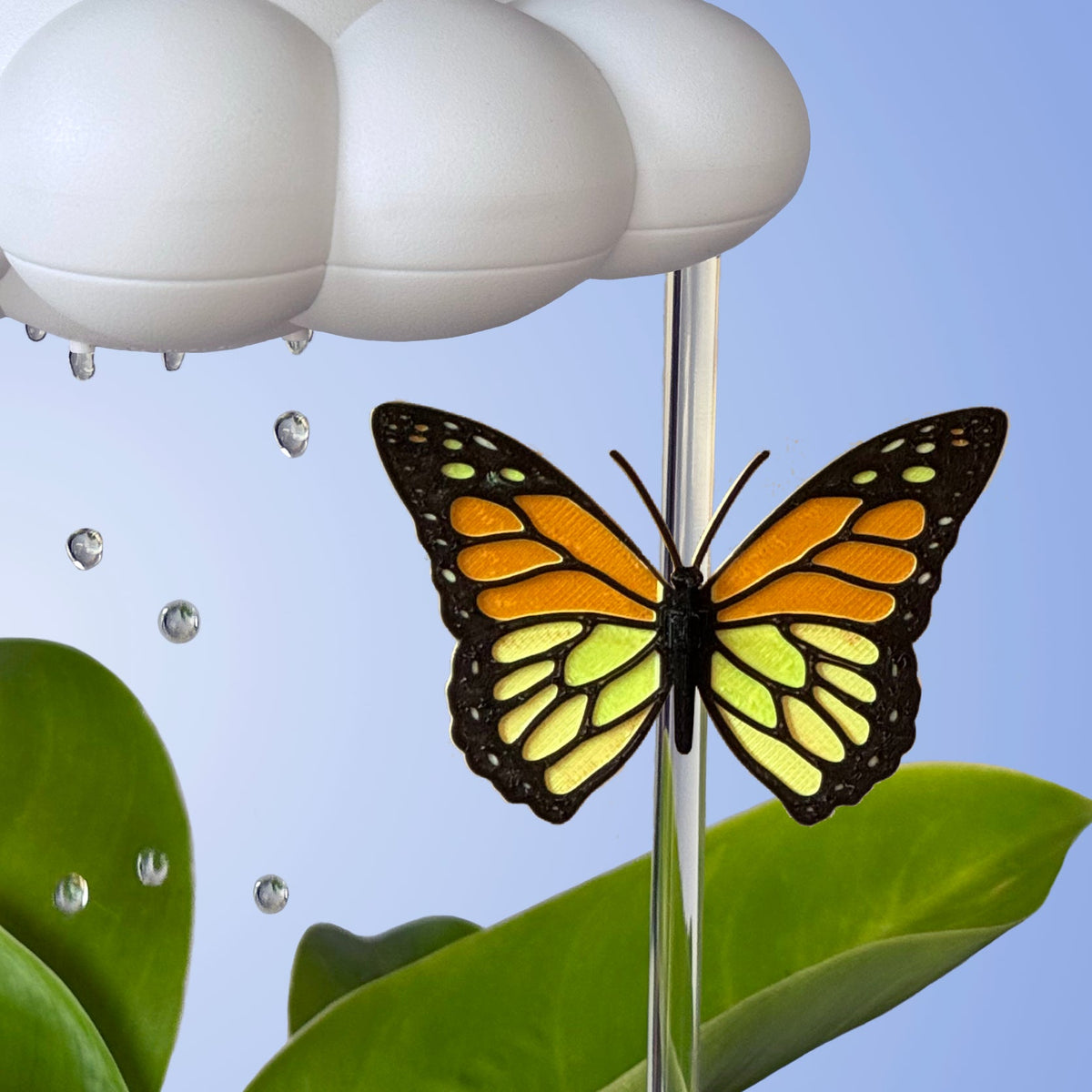 Original Dripping Rain Cloud with Orange Butterfly Charm - view 4