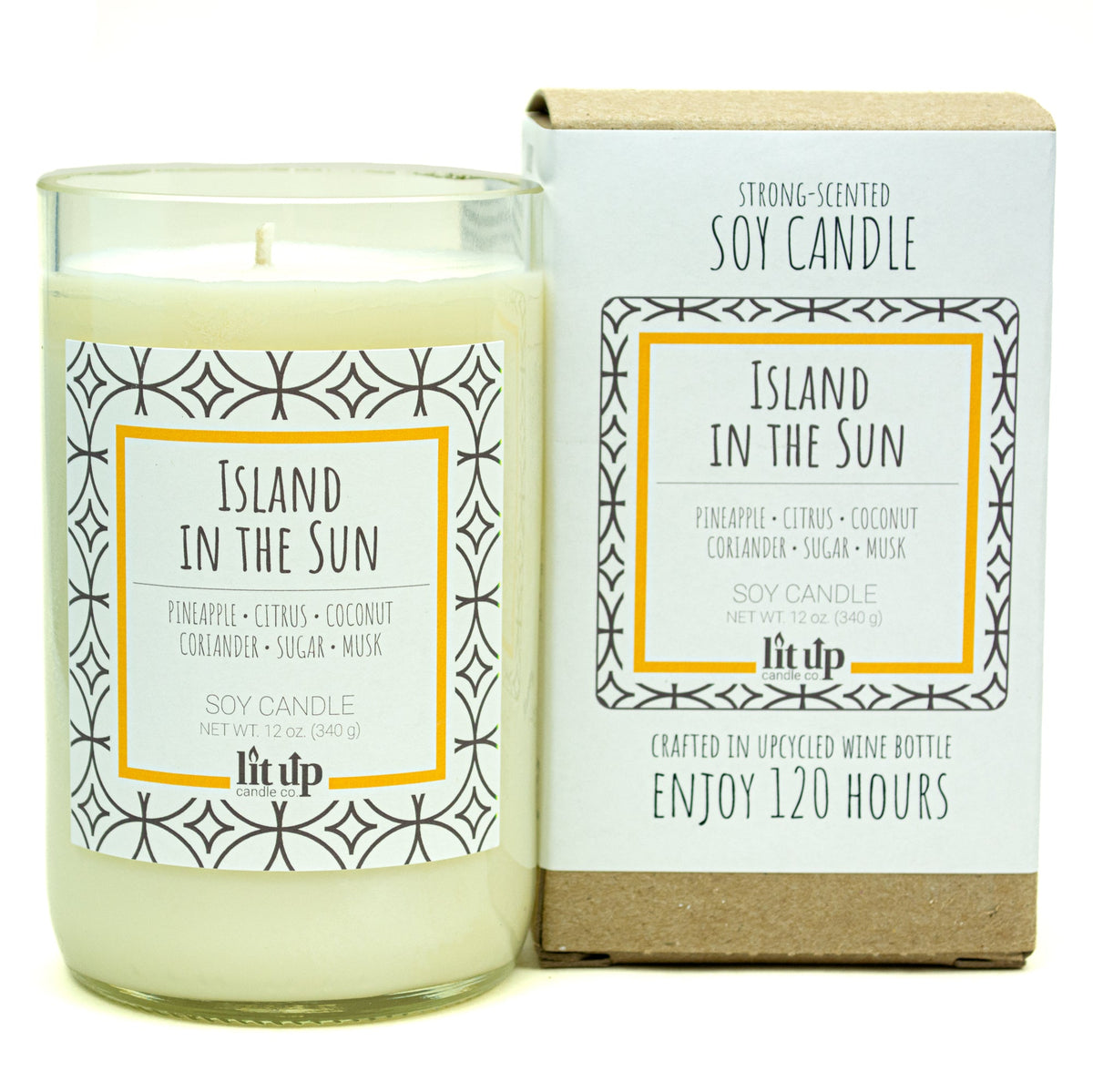 Island in the Sun 12 oz. soy candle in upcycled wine bottle - view 5