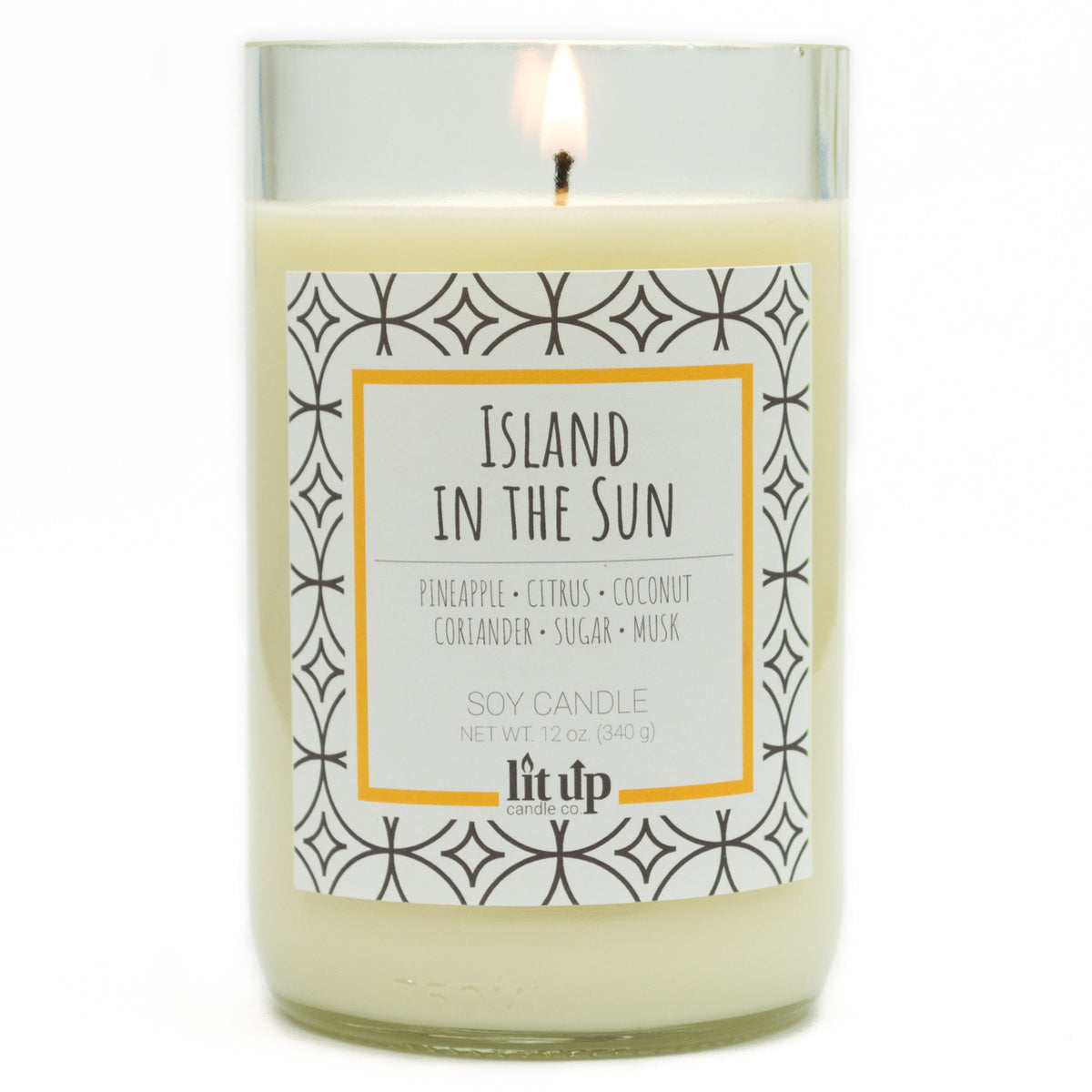 Island in the Sun 12 oz. soy candle in upcycled wine bottle - view 3