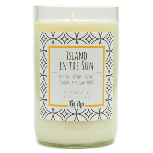 Island in the Sun 12 oz. soy candle in upcycled wine bottle - Candle Only
