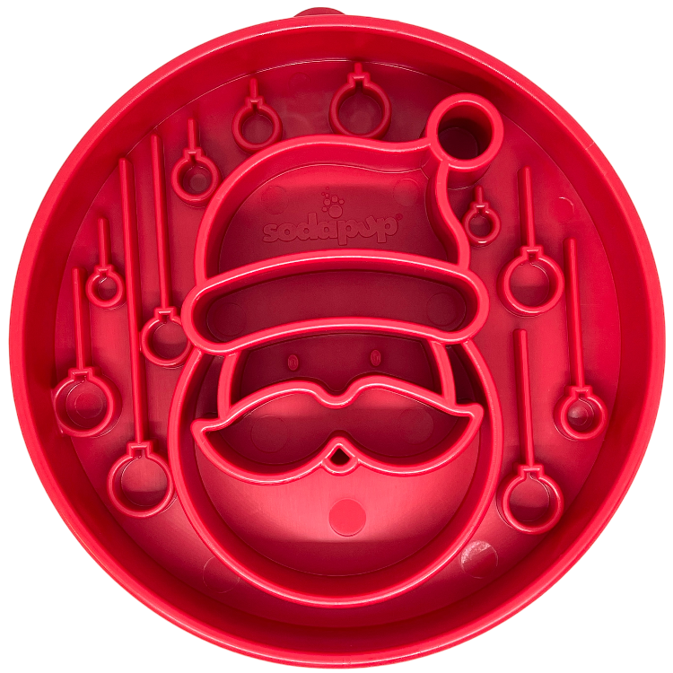 Santa Christmas eBowl Deep Slow Feeder Dog Bowl for Enrichment - Santa eBowl - red