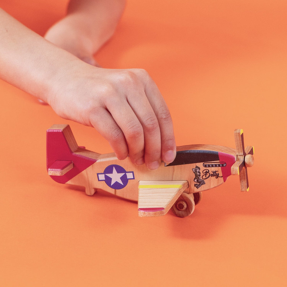 WWII Classic P-51 Mustang Wooden Toy Airplane Trio - view 5