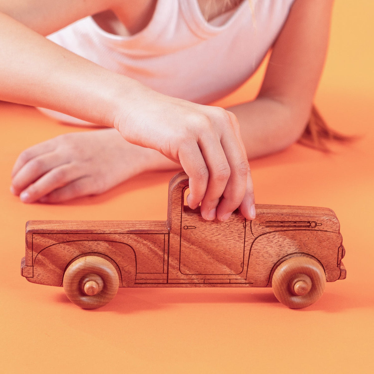 Montessori Educational 9" Natural Wooden Pickup Truck for Toddlers 1–3 - view 4