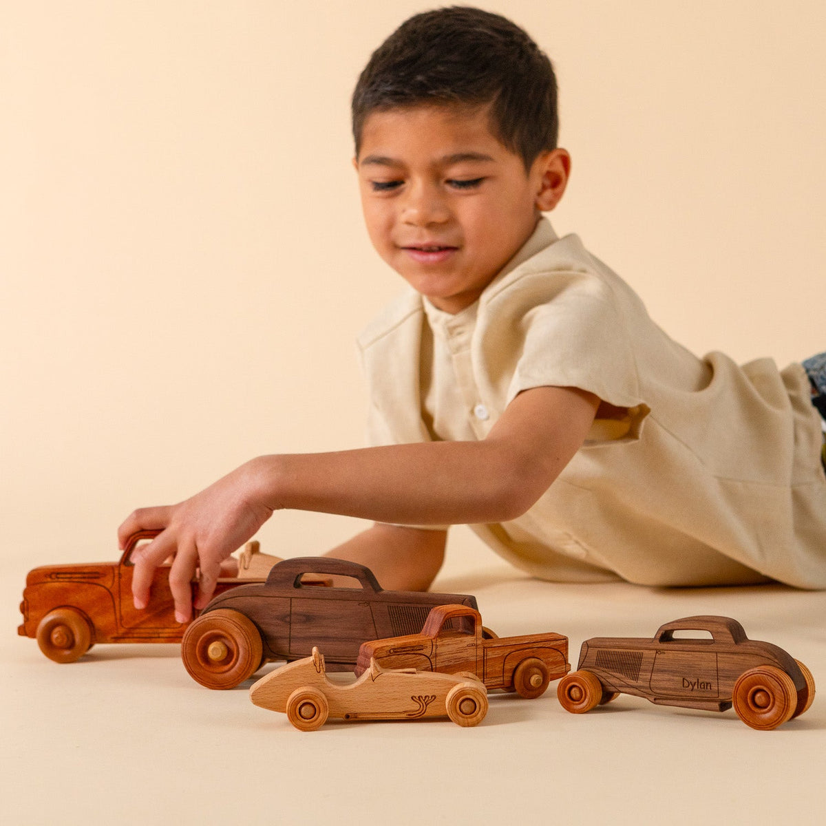 Classic Hot Rod 6" Long - Solid Walnut Wood - Etched Details - view 4