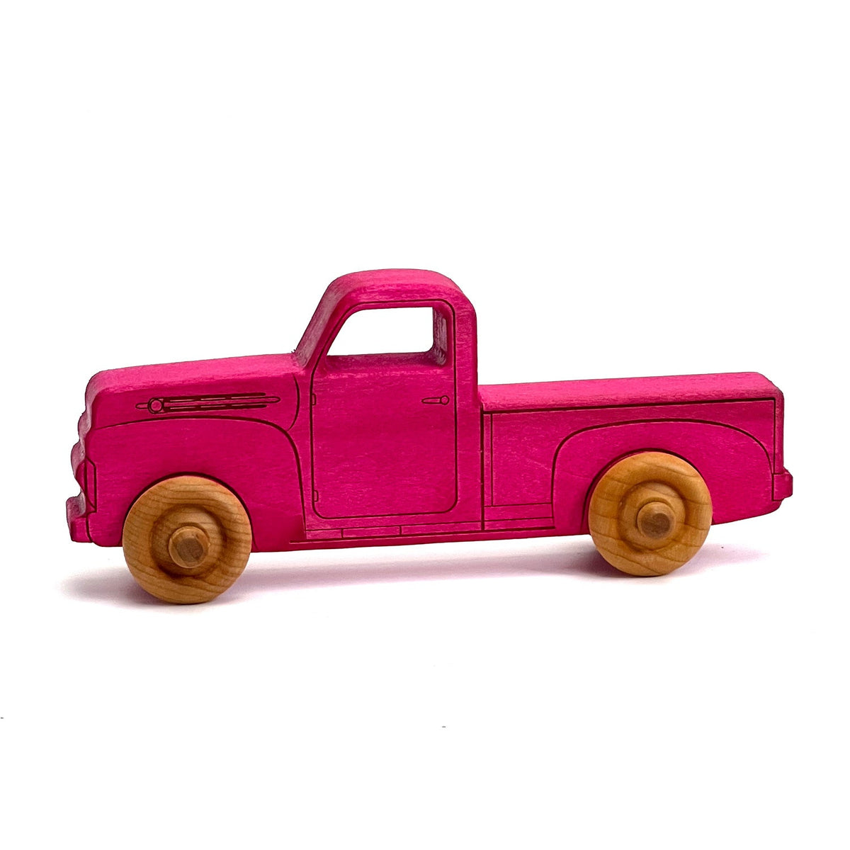 Montessori Educational 9" Pink Wooden Pickup Truck for Toddlers 1–3
