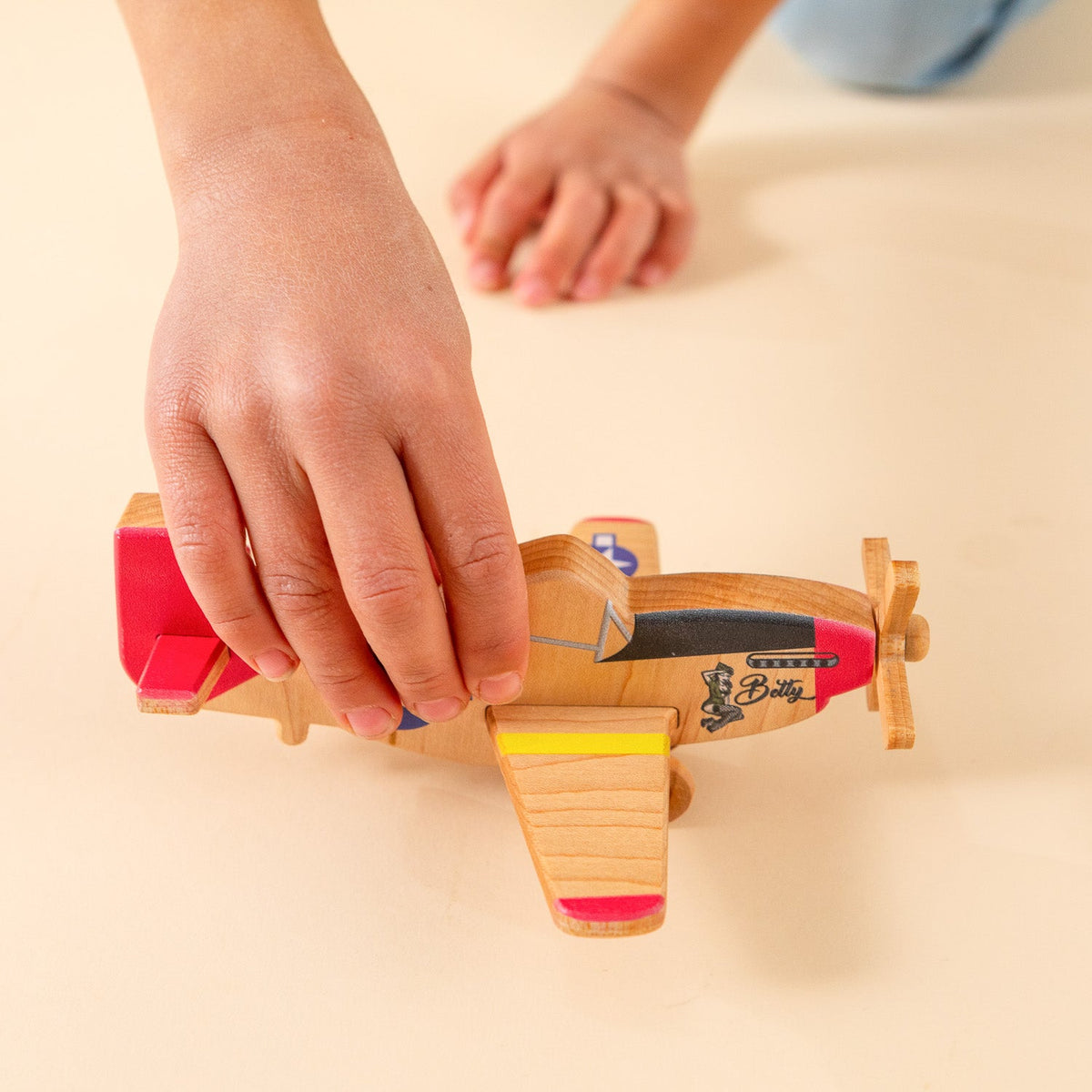 WWII Classic P-51 Mustang Wooden Toy Airplane Betty Pinup - view 2