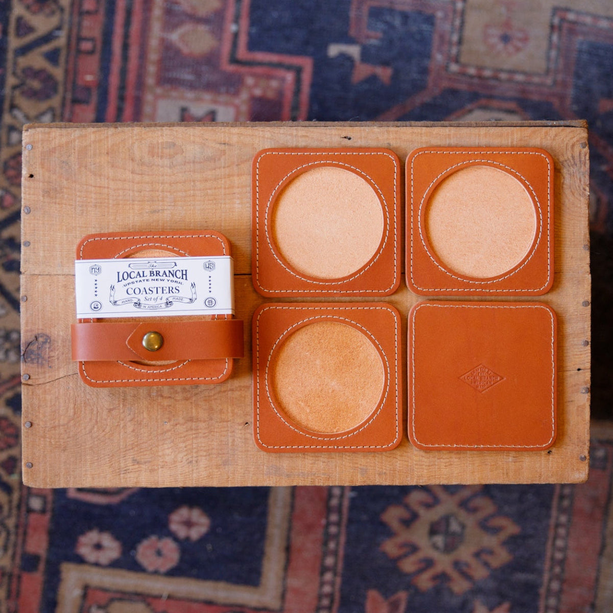 Premium Leather Coasters - USA Made - Caramel - view 4