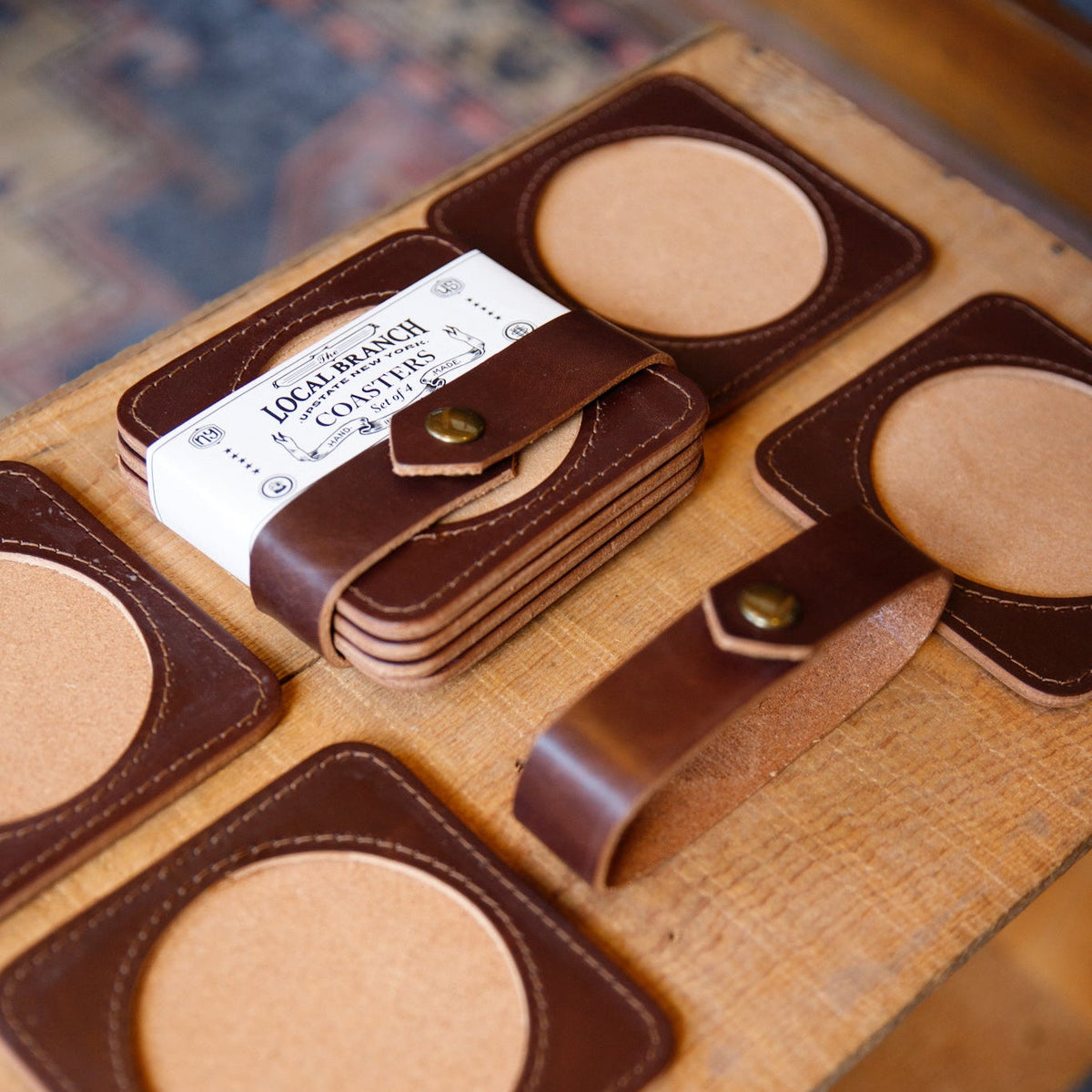 Premium Leather Coasters - USA Made - Chocolate - view 3