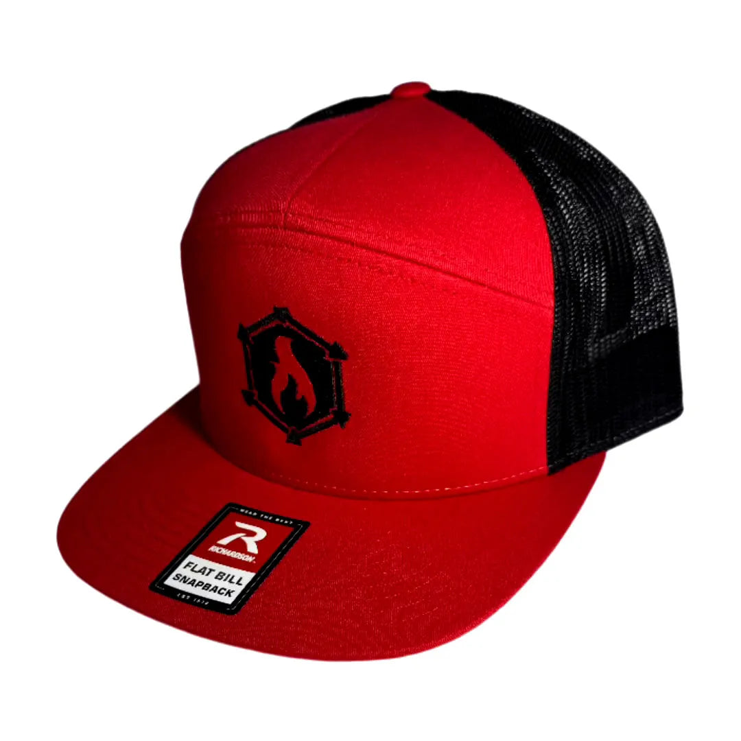 Recycled Firefighter Logo Hat - Black-Red, Flat Bill - view 7