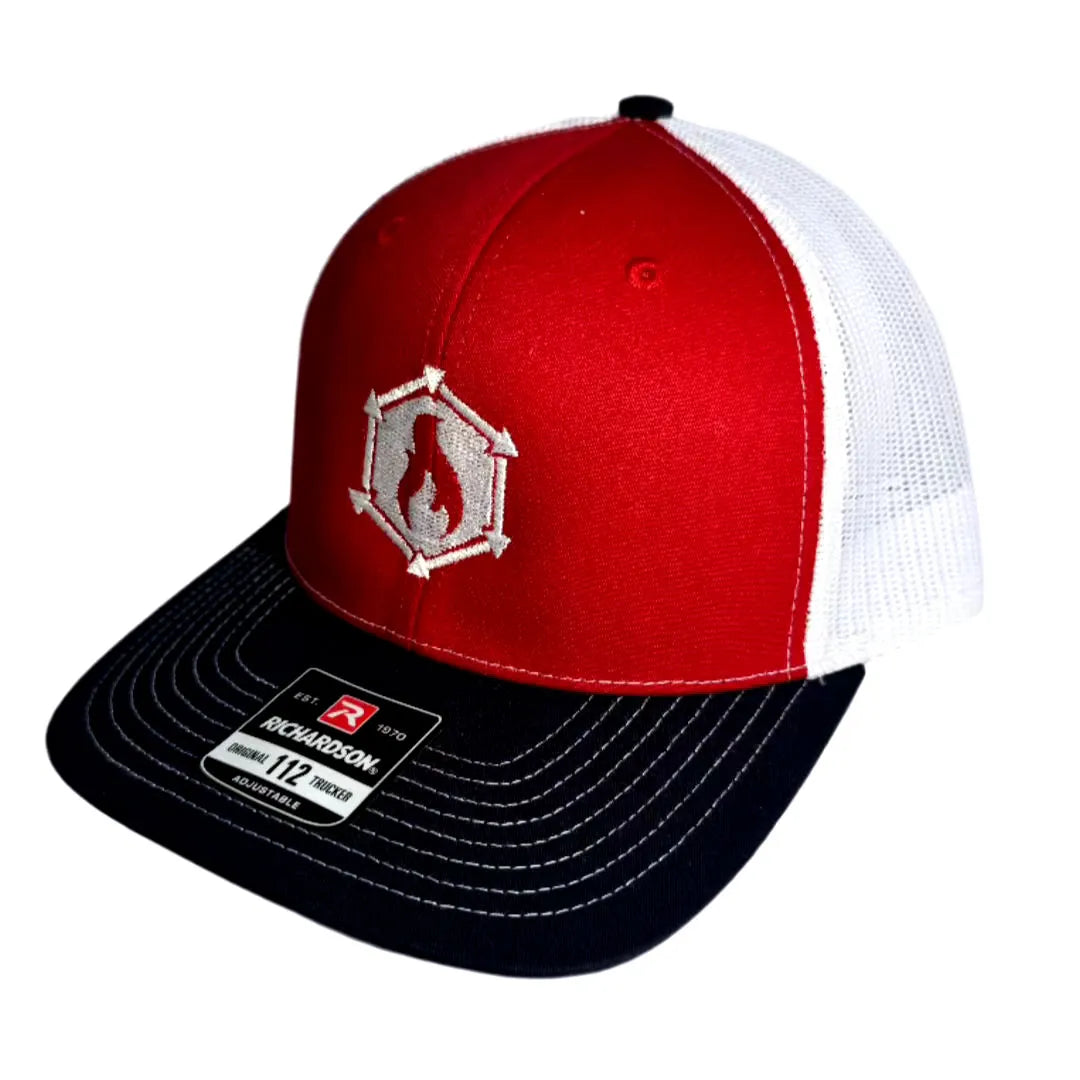 Recycled Firefighter Logo Hat - Red-White-Navy, Original Trucker - view 4