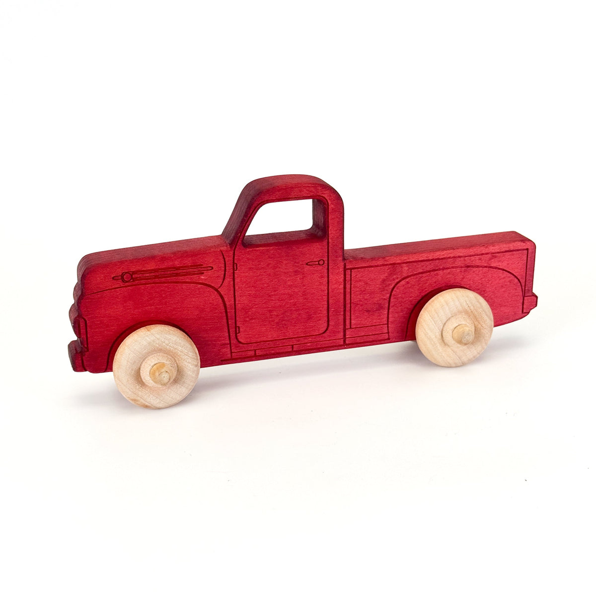Montessori Educational 9" Red Wooden Pickup Truck for Toddlers 1–3