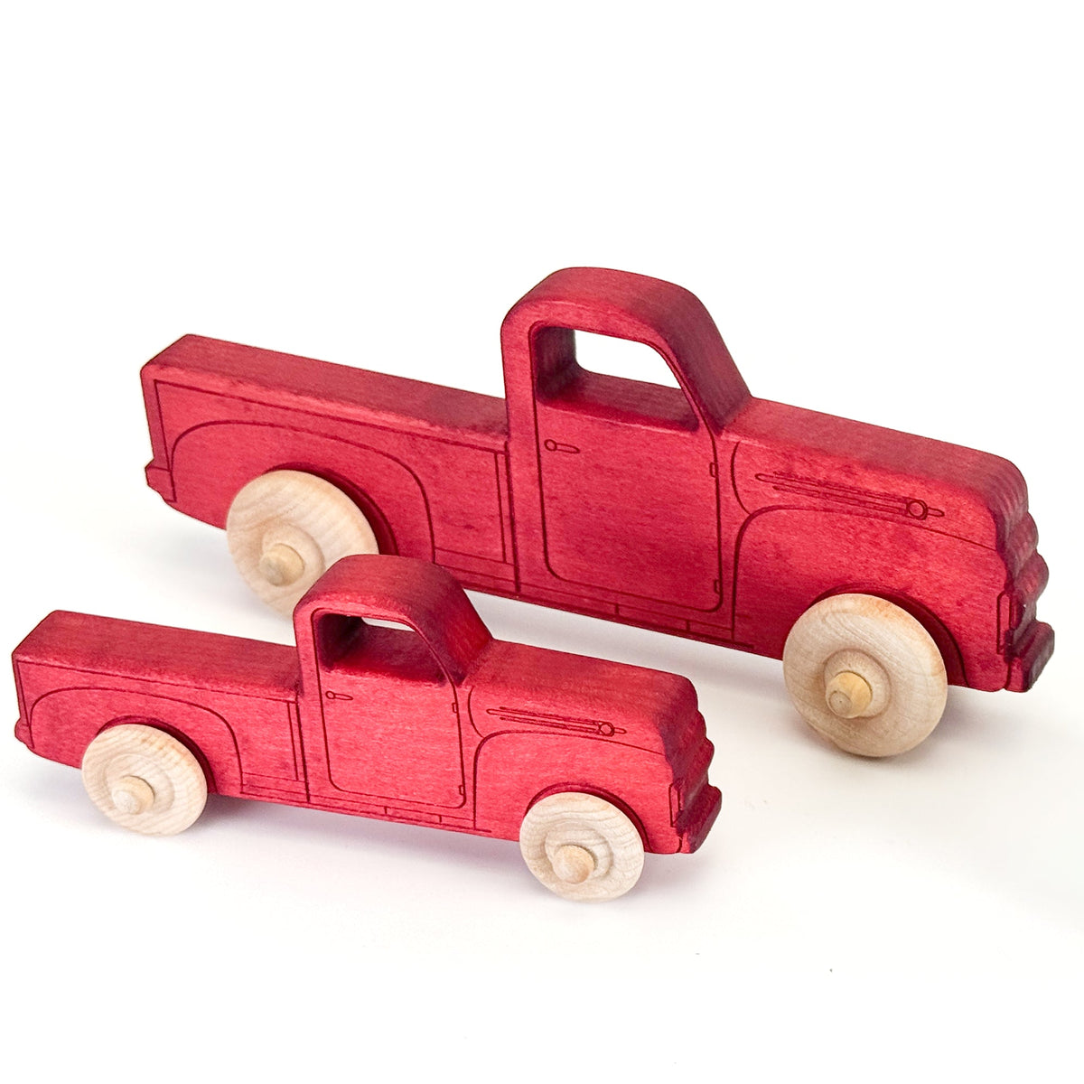 Montessori Educational 9" Red Wooden Pickup Truck for Toddlers 1–3 - view 4