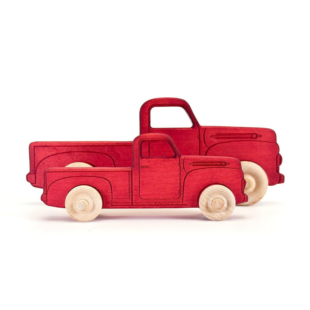 Montessori Educational 9" Red Wooden Pickup Truck for Toddlers 1–3 - view 3