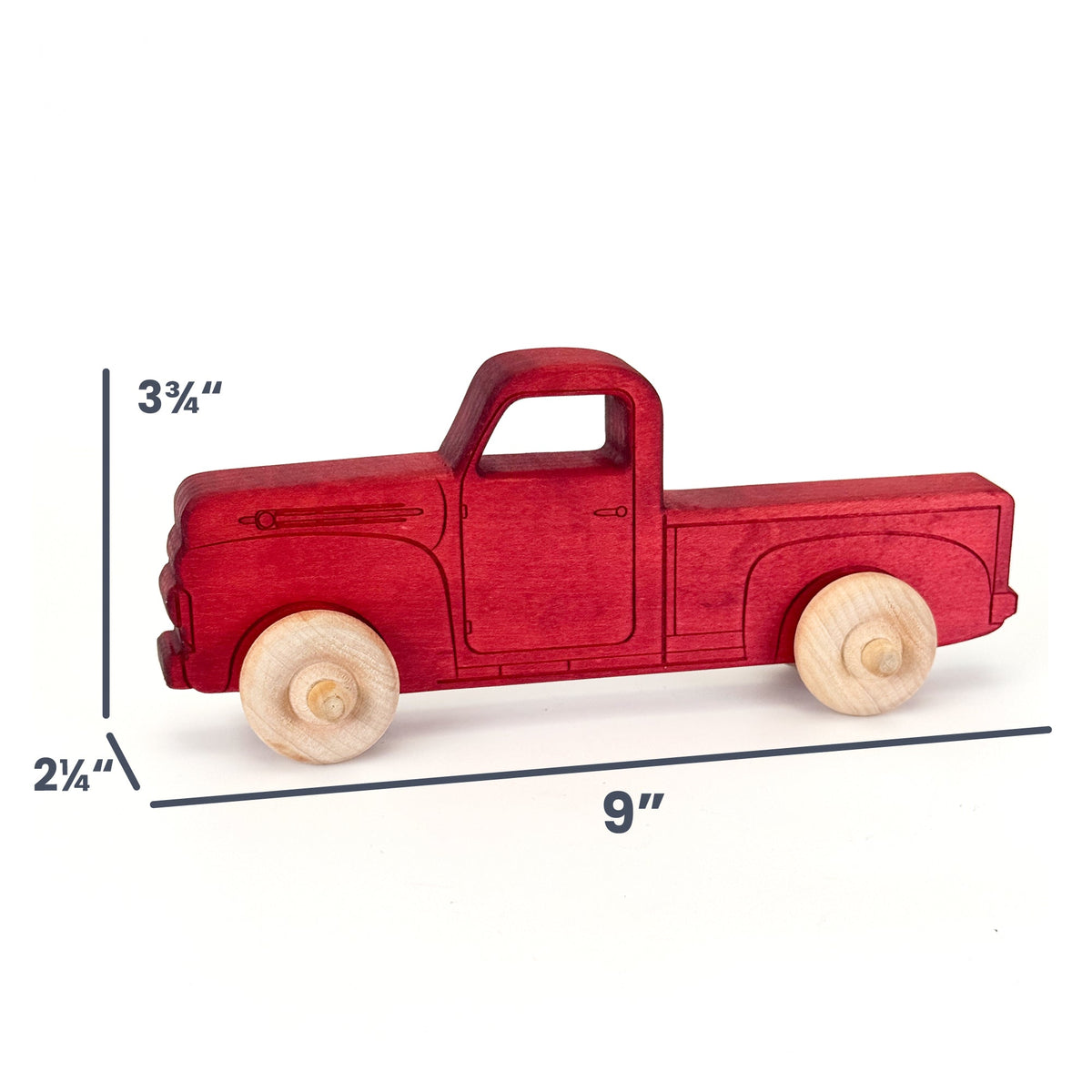 Montessori Educational 9" Red Wooden Pickup Truck for Toddlers 1–3 - view 2