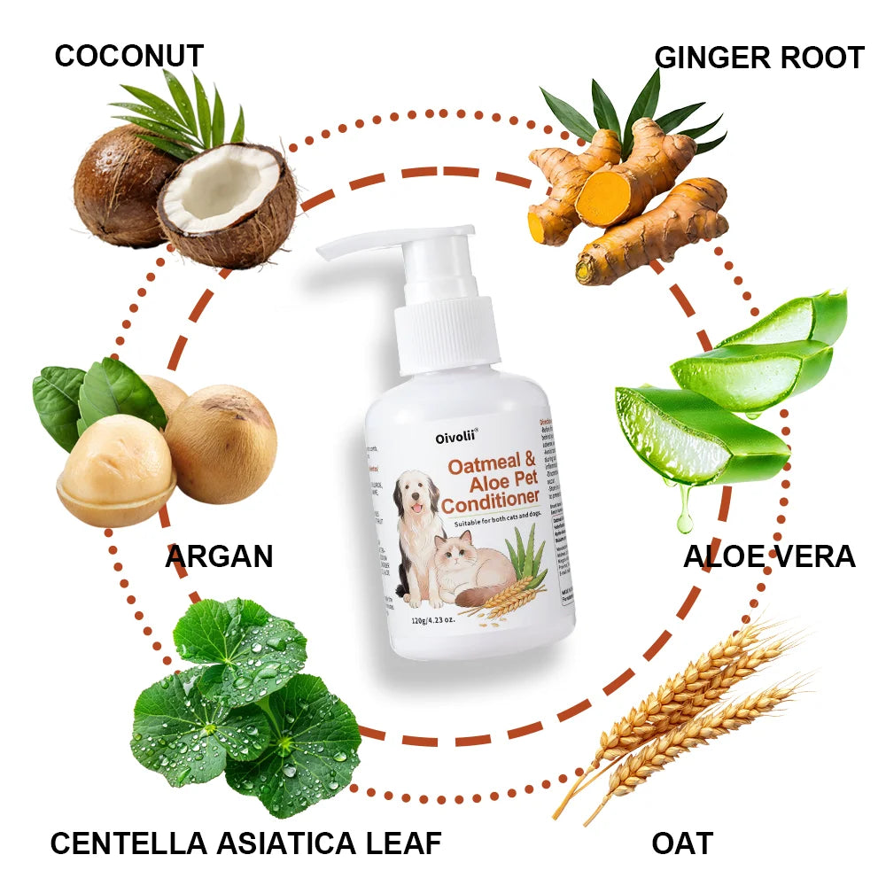 Oatmeal Aloe Pet Conditioner Smooths Prevents Tangling Moisturizing Formula Makes Coat Soft Shiny Long Lasting Fragrance - im