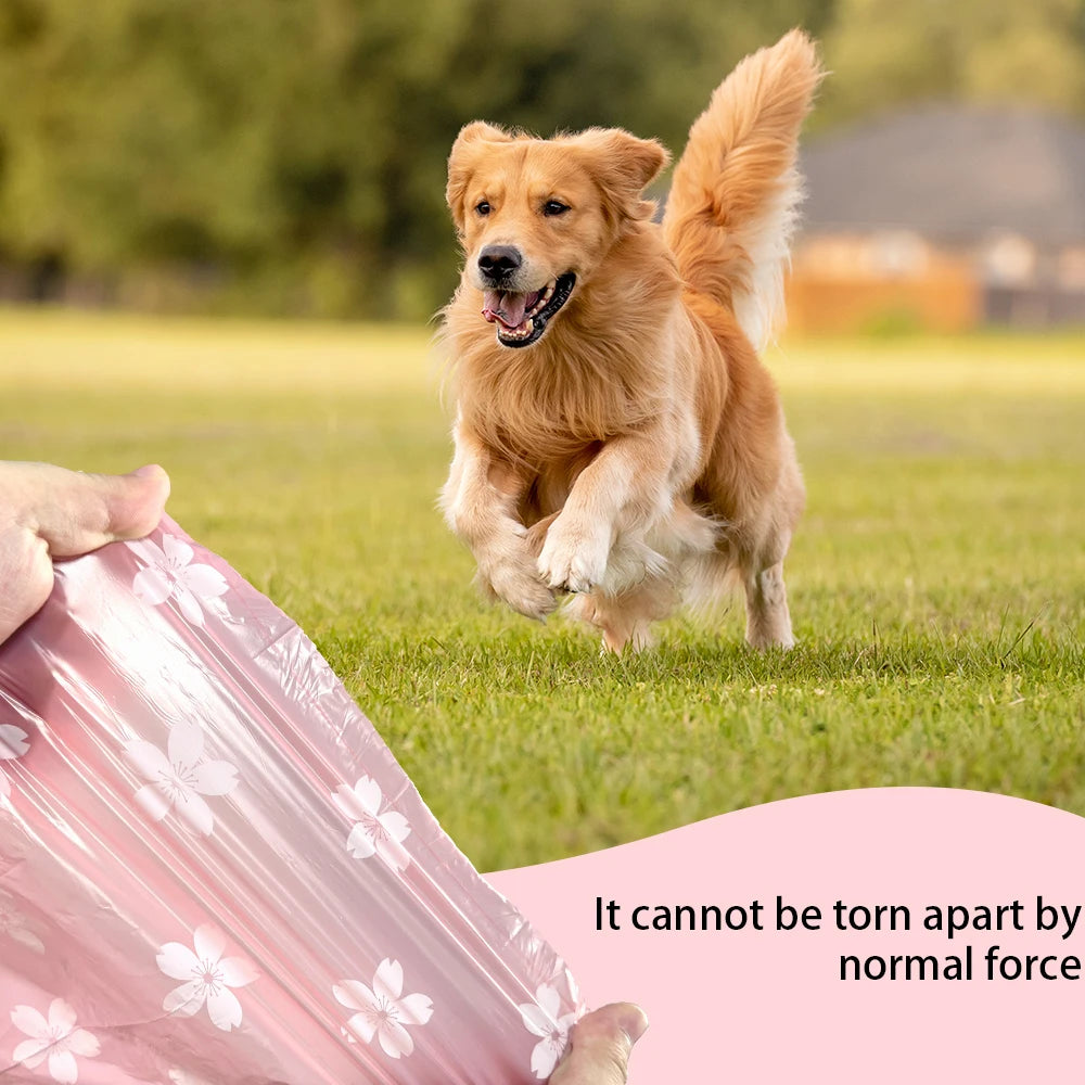 Photodegradable Thick Dog Poop Bag with Floral Fragrance, Environmentally Friendly Pet Feces Garbage Bag with Dispenser - ima