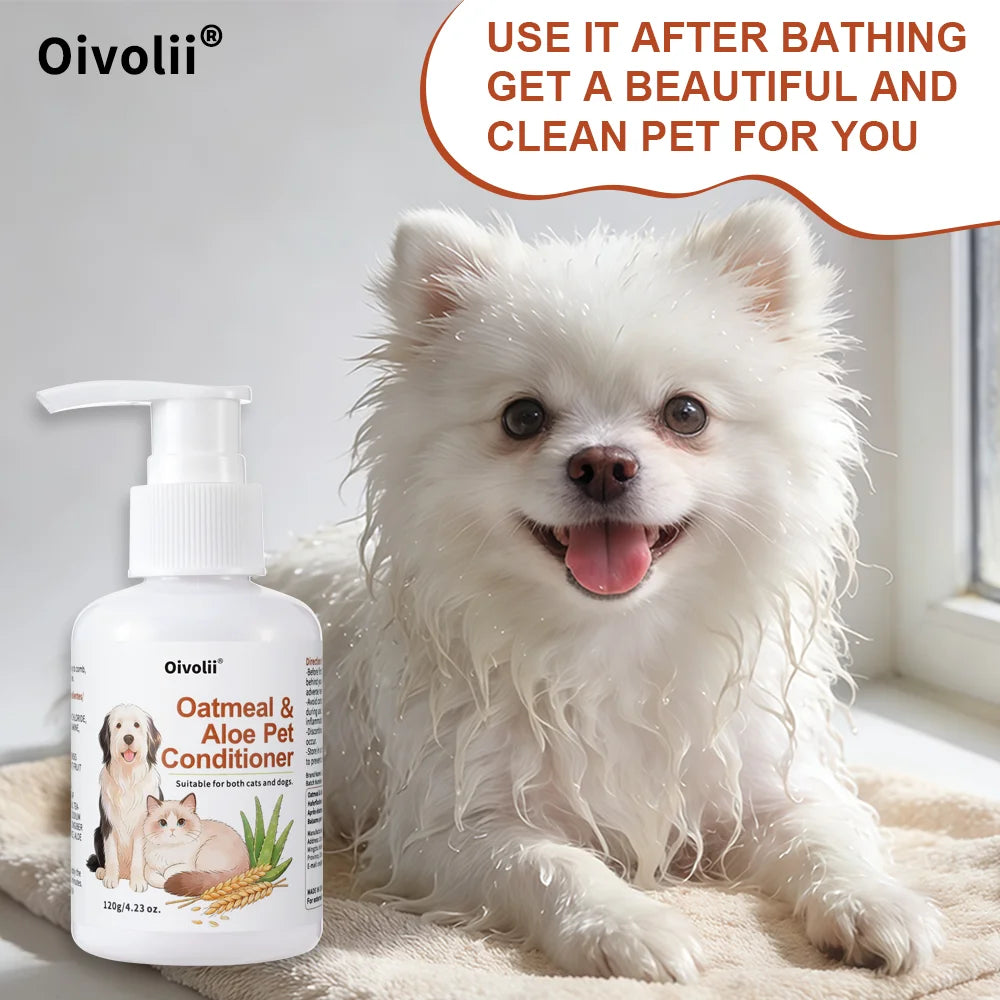 Oatmeal Aloe Pet Conditioner Smooths Prevents Tangling Moisturizing Formula Makes Coat Soft Shiny Long Lasting Fragrance - im