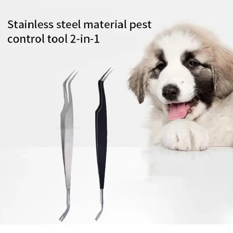 2 in 1 Tick Remover Tool Professional Removal Tweezers for Humans & Pets Flea and Tick Removal Remover Tools - image 3