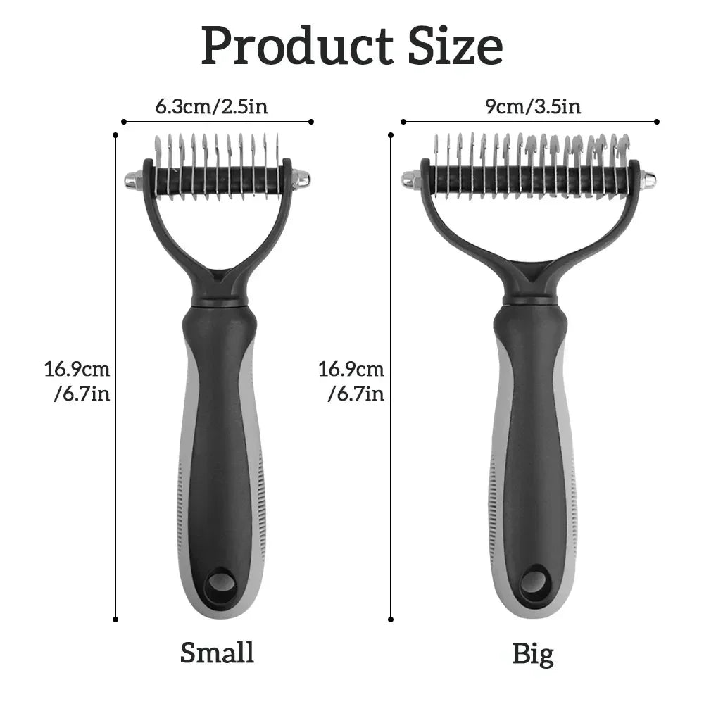 Cat Hair Removal Comb Dog Hair Removal Brush Stainless Steel Double Sided Dog Grooming Brush Removing Tangles Cat Accessories