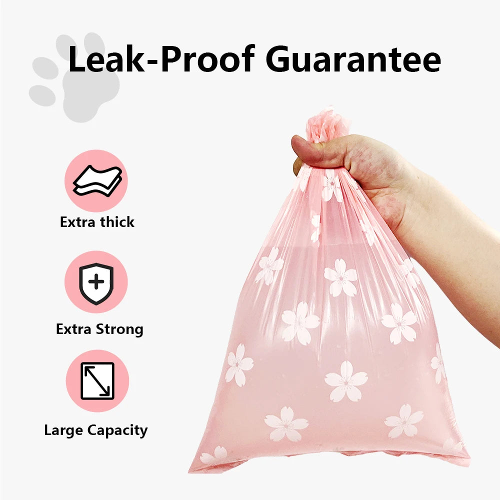Photodegradable Thick Dog Poop Bag with Floral Fragrance, Environmentally Friendly Pet Feces Garbage Bag with Dispenser - ima