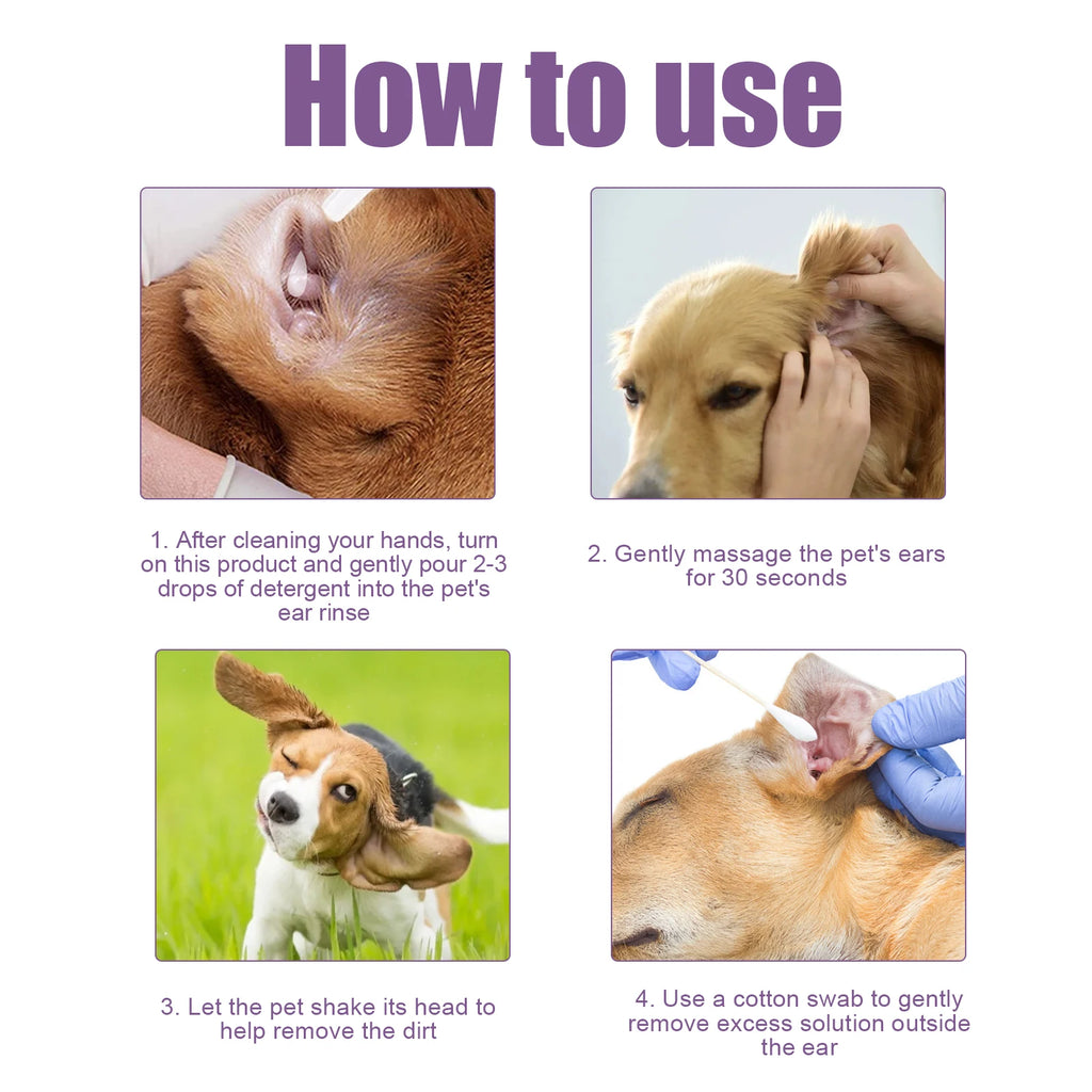 Pet Ear Cleaner For Dogs Cats Remove Ear Wax Gentle Cleaning Drops Prevents Itching - image 6