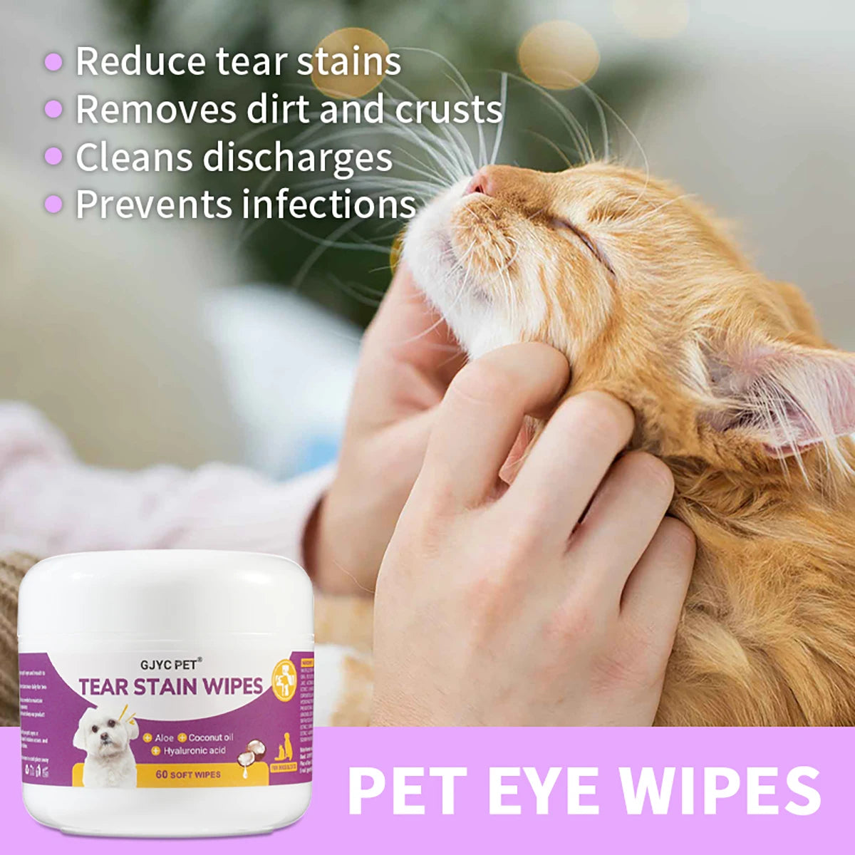 Gentle Pet Eye Wipes - Plant Extracts No Irritation Tear Stain Remover for Cats Dogs - image 3