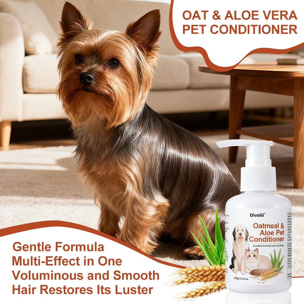 Oatmeal Aloe Pet Conditioner Smooths Prevents Tangling Moisturizing Formula Makes Coat Soft Shiny Long Lasting Fragrance - im