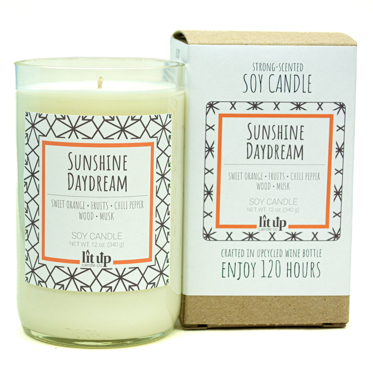 Sunshine Daydream 12 oz. soy candle in upcycled wine bottle - view 6