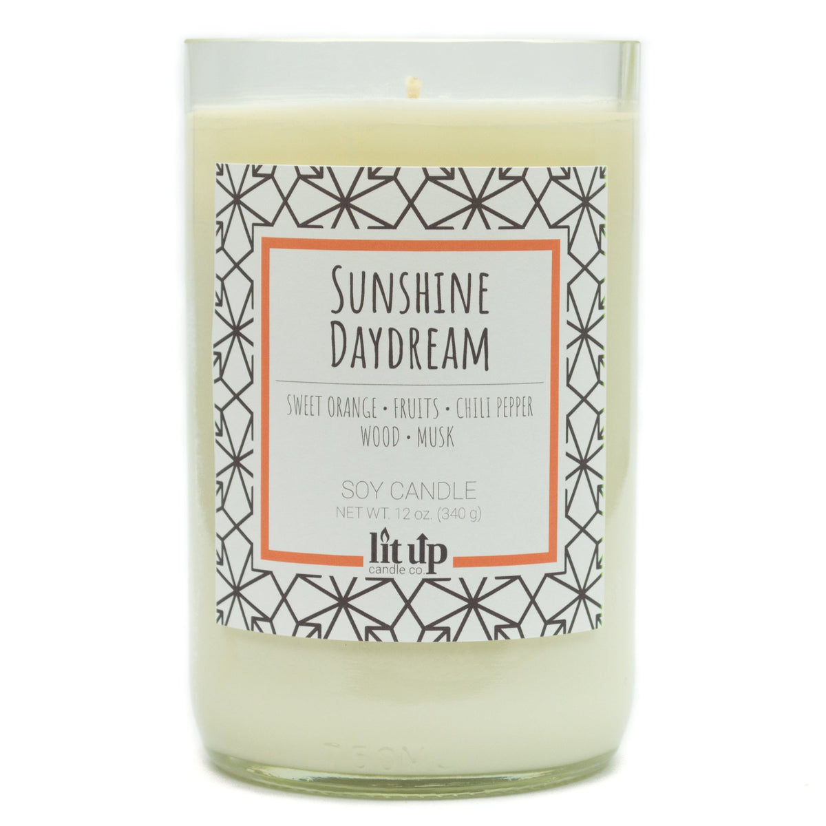 Sunshine Daydream 12 oz. soy candle in upcycled wine bottle - Candle Only