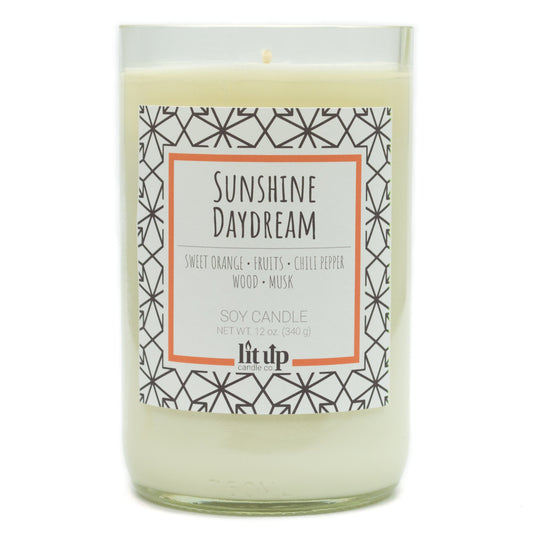 Sunshine Daydream 12 oz. soy candle in upcycled wine bottle - Candle Only