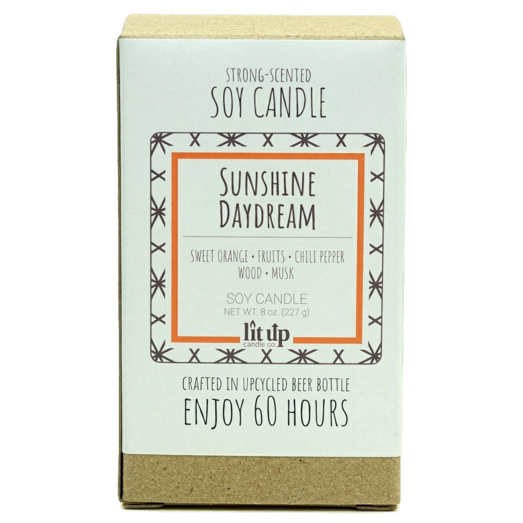 Sunshine Daydream 8 oz. soy candle in upcycled beer bottle - view 6