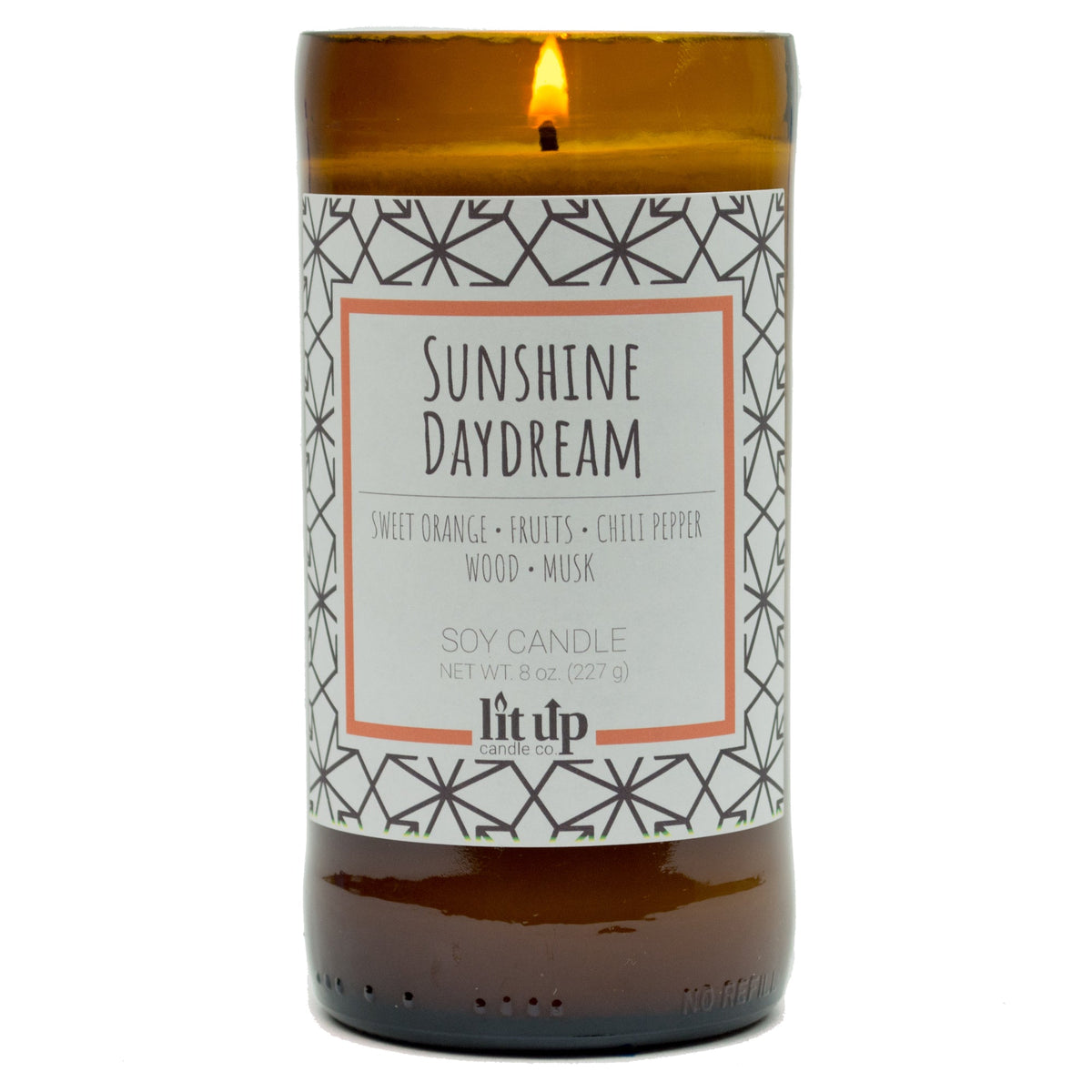 Sunshine Daydream 8 oz. soy candle in upcycled beer bottle - view 4