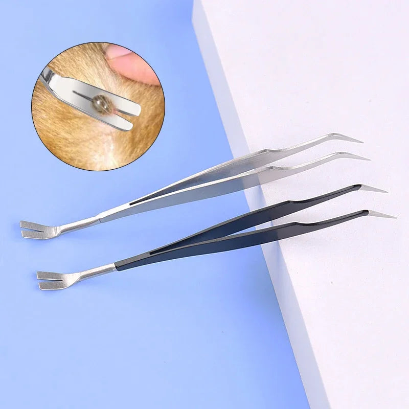 2 in 1 Tick Remover Tool Professional Removal Tweezers for Humans & Pets Flea and Tick Removal Remover Tools