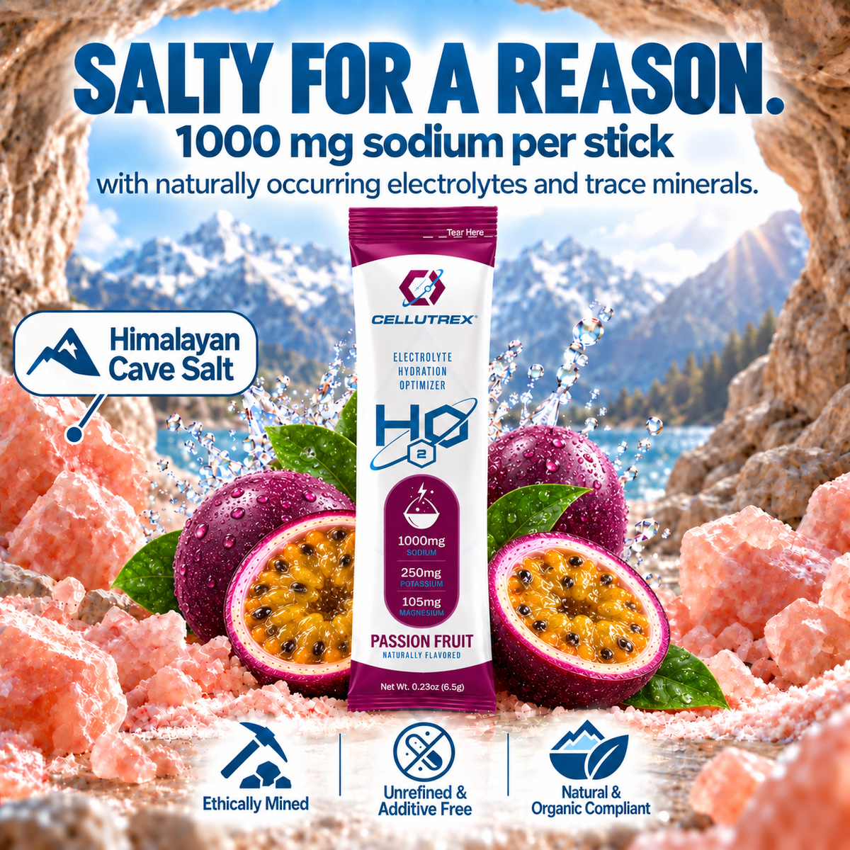 H2O ELECTROLYTES™ - Passion Fruit - Zero Sugar Electrolyte Powder - view 5