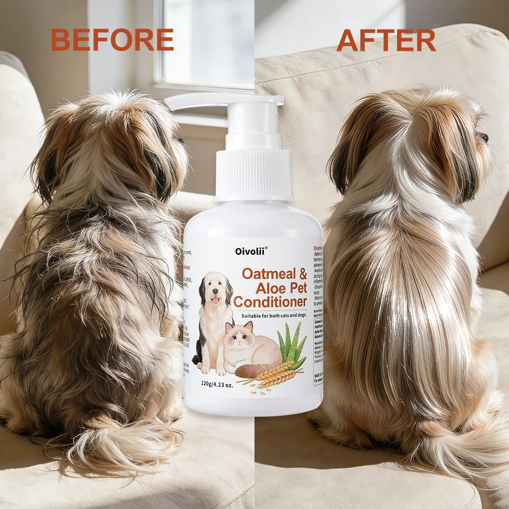 Oatmeal Aloe Pet Conditioner Smooths Prevents Tangling Moisturizing Formula Makes Coat Soft Shiny Long Lasting Fragrance
