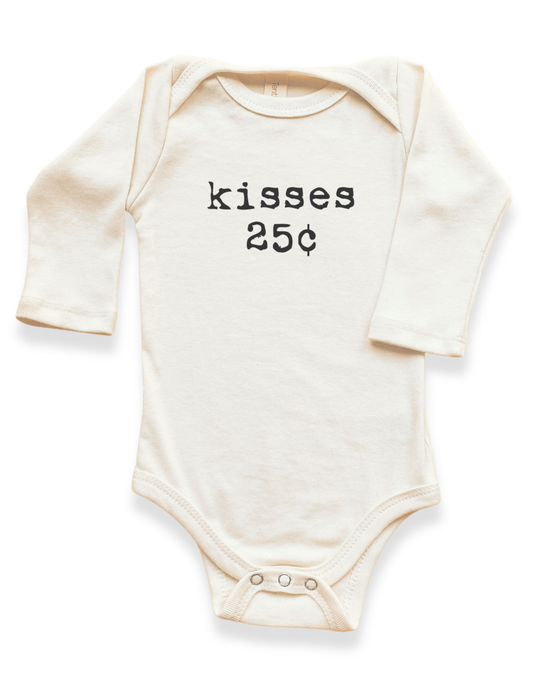 Kisses 25c Organic Baby Bodysuit Long Sleeve - Black, 0-3M, 3-6M, 6-12M, 12-18M, 18-24M - view 2