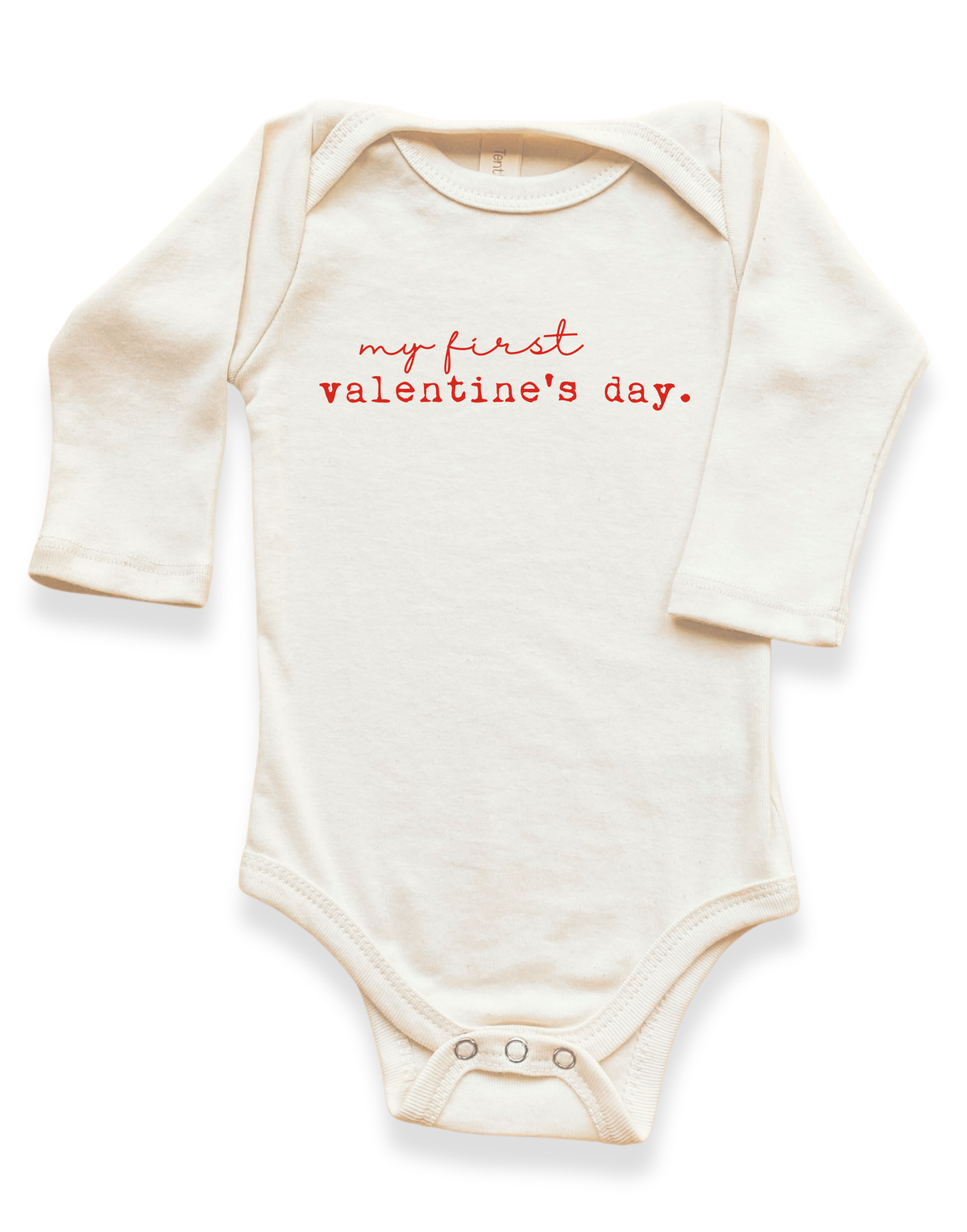 My First Valentine's Day Organic Baby Bodysuit Long Sleeve - Red, 0-3M, 3-6M, 6-12M, 12-18M, 18-24M