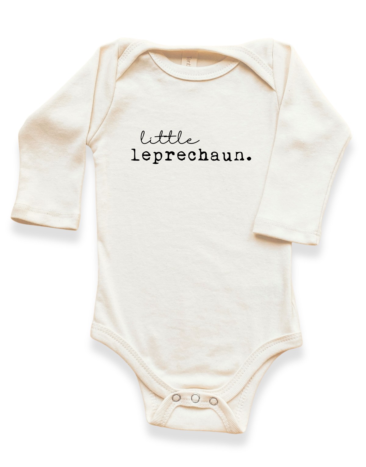 Little Leprechaun Organic Baby Bodysuit Long Sleeve - Black, 0-3M, 3-6M, 6-12M, 12-18M, 18-24M