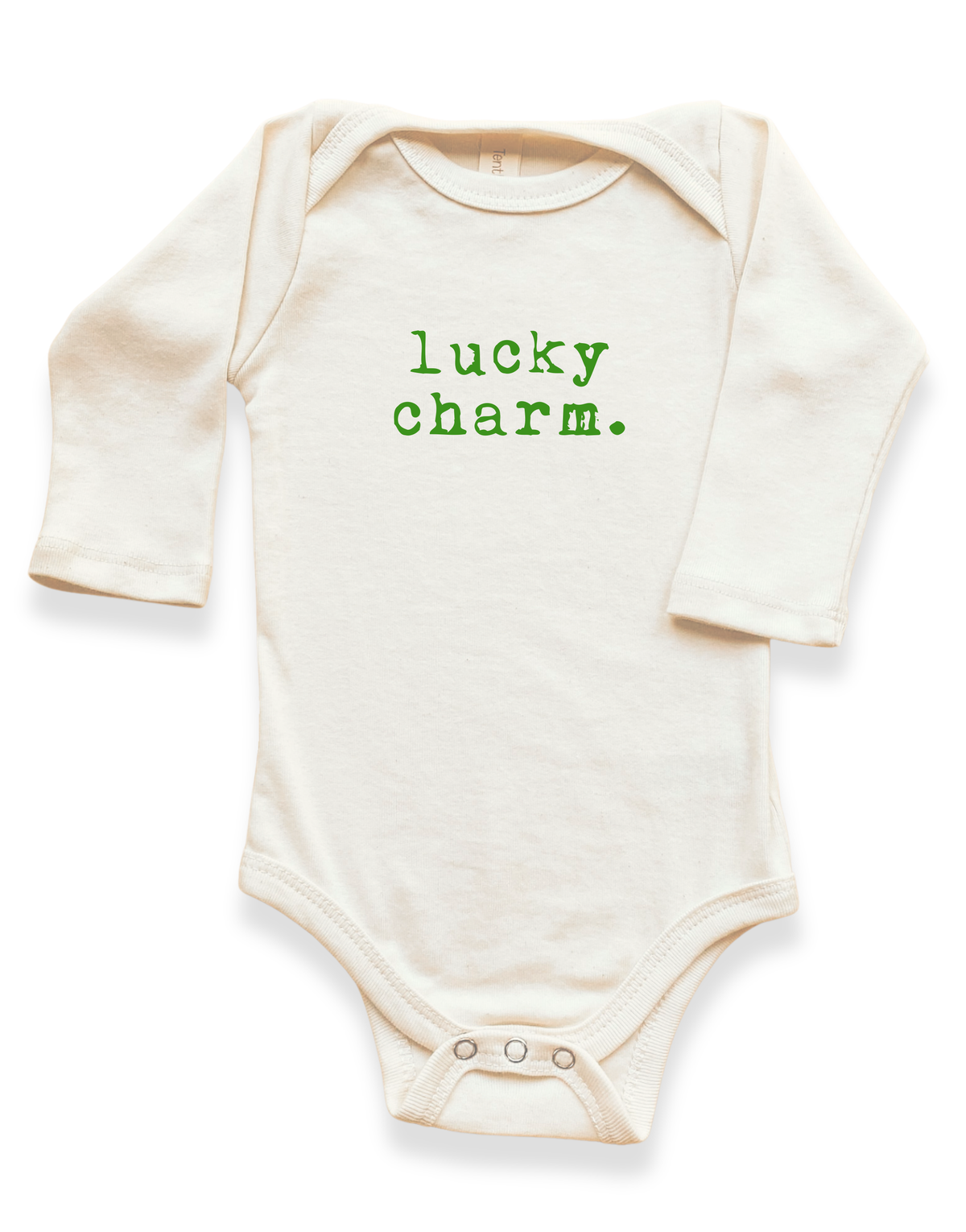 Lucky Charm Organic Baby Bodysuit Long Sleeve - Green, 0-3M, 3-6M, 6-12M, 12-18M, 18-24M - view 2