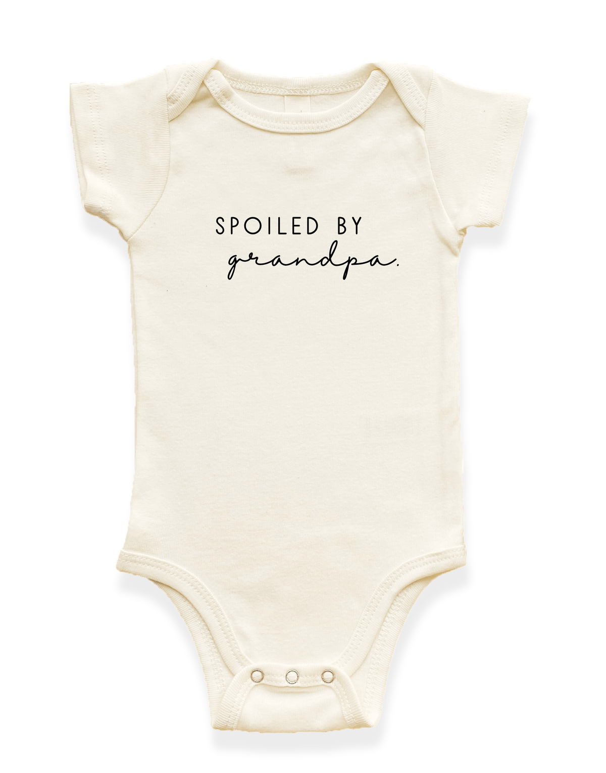 Spoiled By Grandpa Organic Baby Bodysuit - Black, 0-3M, 3-6M, 6-12M, 12-18M