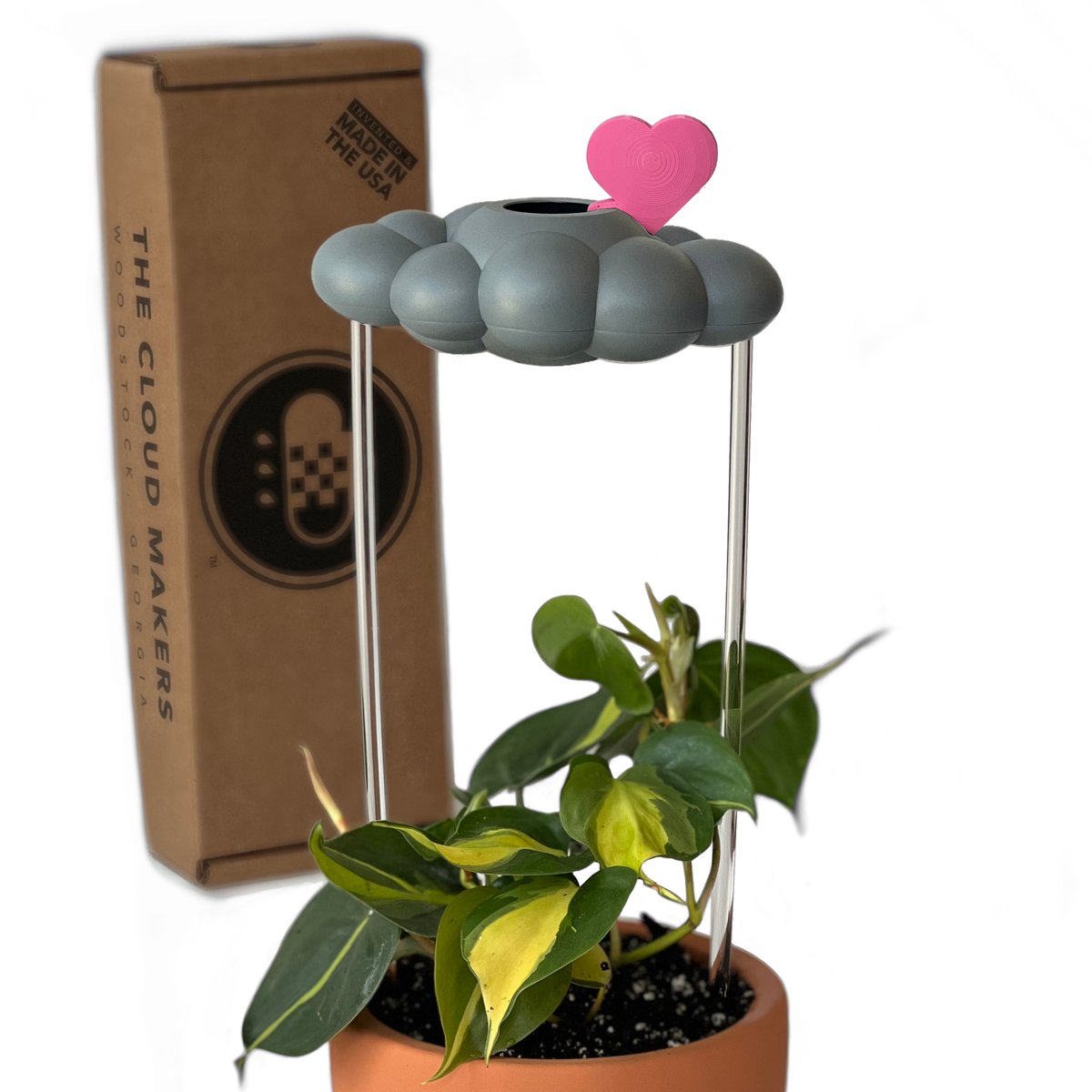 Stormy Dripping Rain Cloud with Pink Heart Charm - view 4