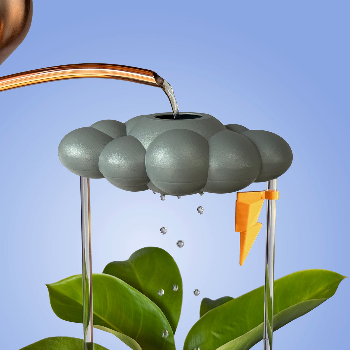 Stormy Dripping Rain Cloud with Lightning Bolt Charm