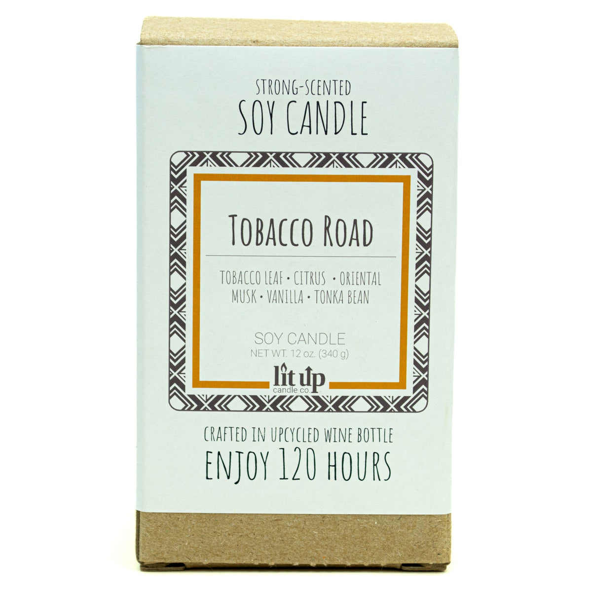 Tobacco Road 12 oz. soy candle in upcycled wine bottle - view 7