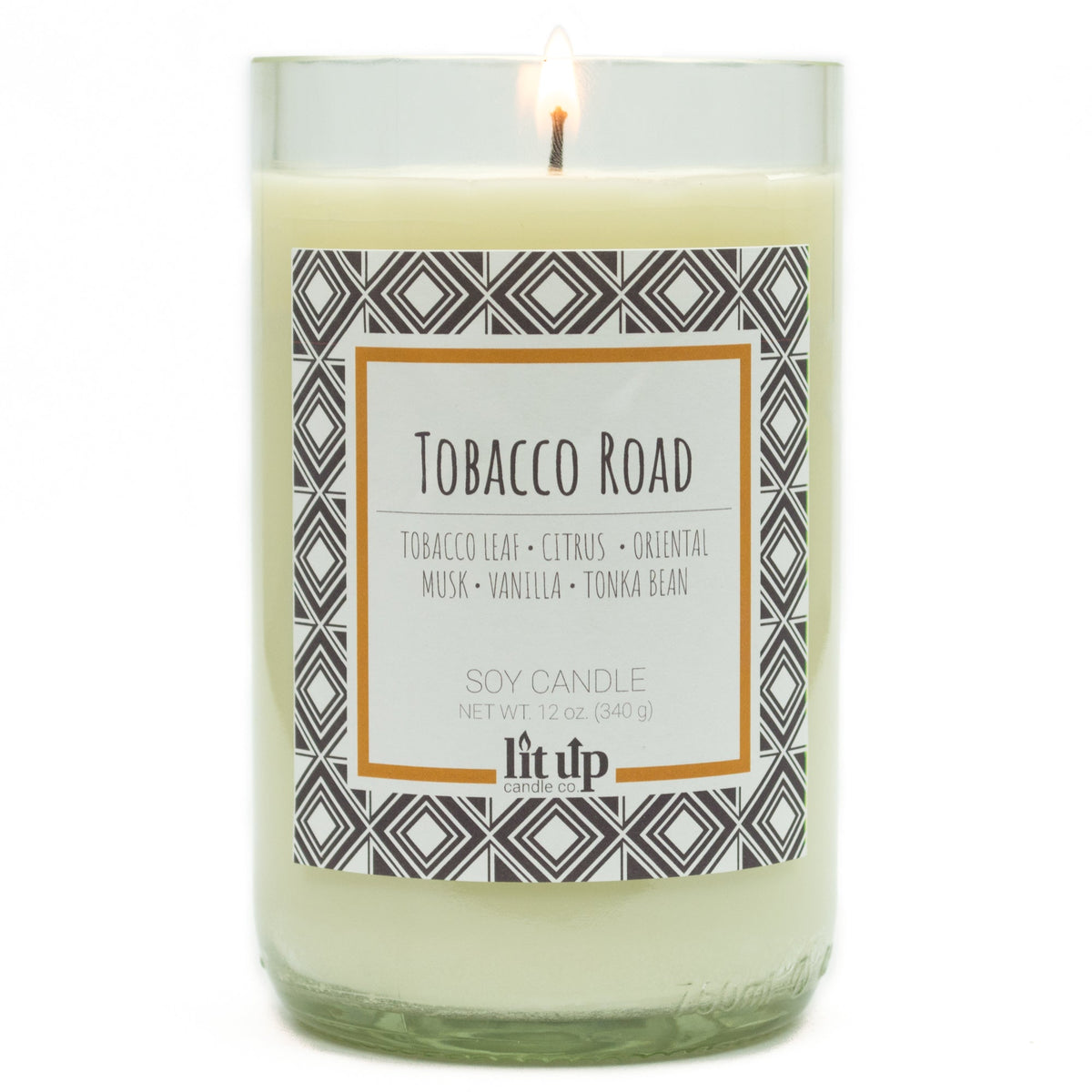 Tobacco Road 12 oz. soy candle in upcycled wine bottle - view 4