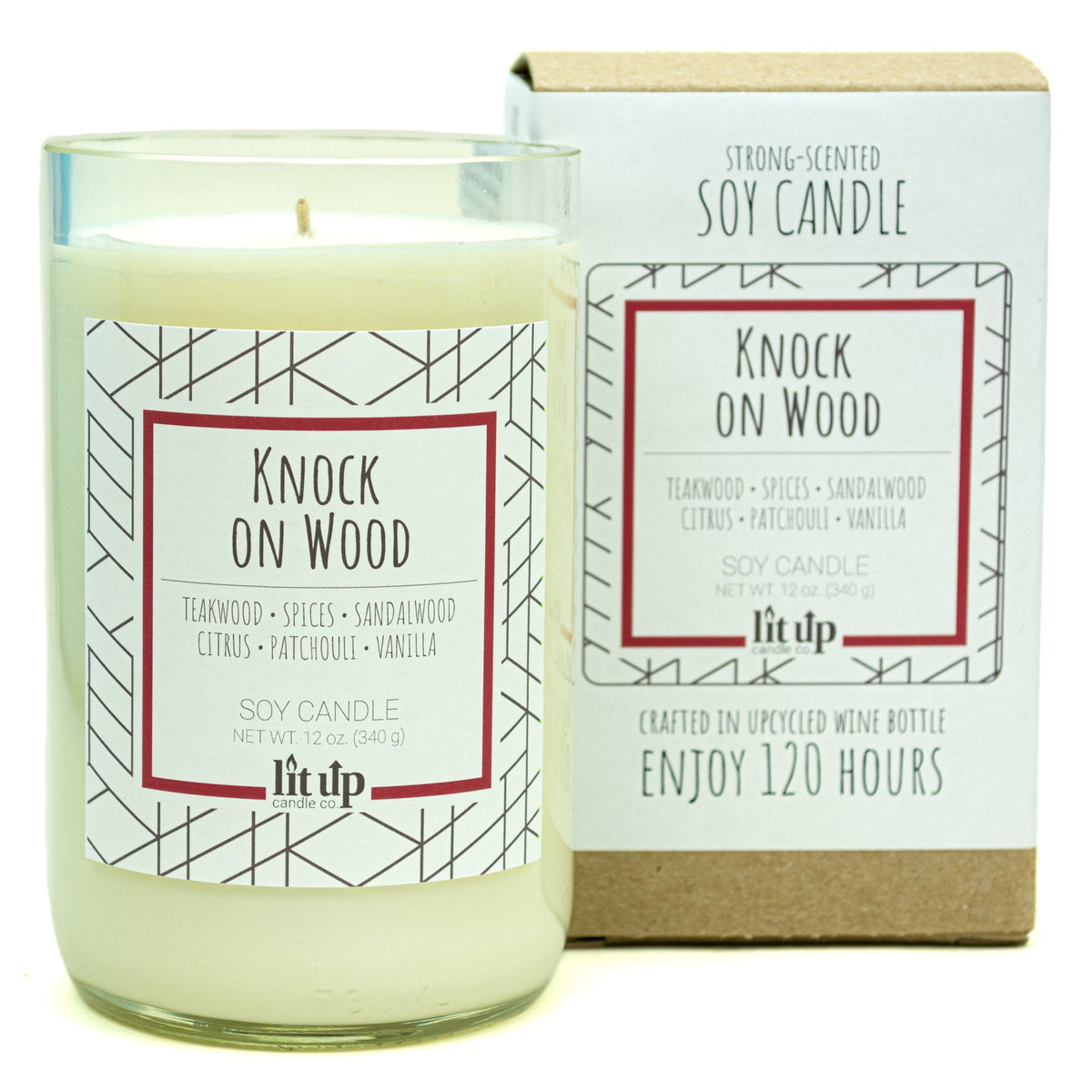 Knock on Wood 12 oz. soy candle in upcycled wine bottle - view 6