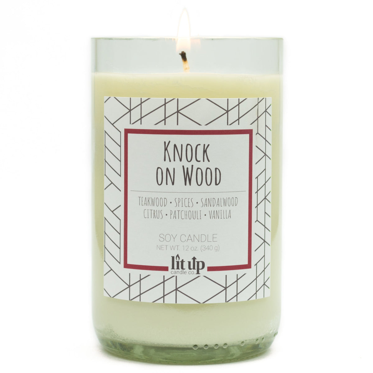 Knock on Wood 12 oz. soy candle in upcycled wine bottle - view 4