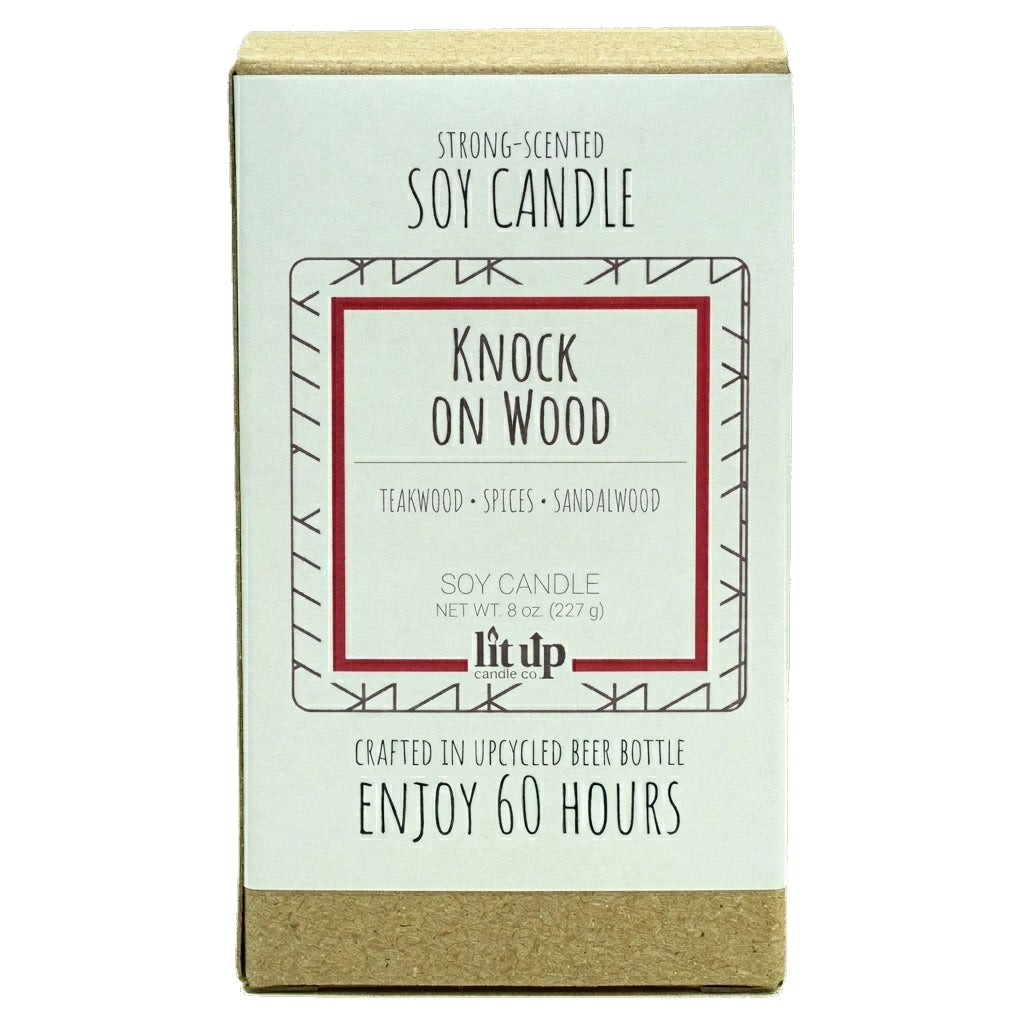 Knock on Wood 8 oz. soy candle in upcycled beer bottle - view 7
