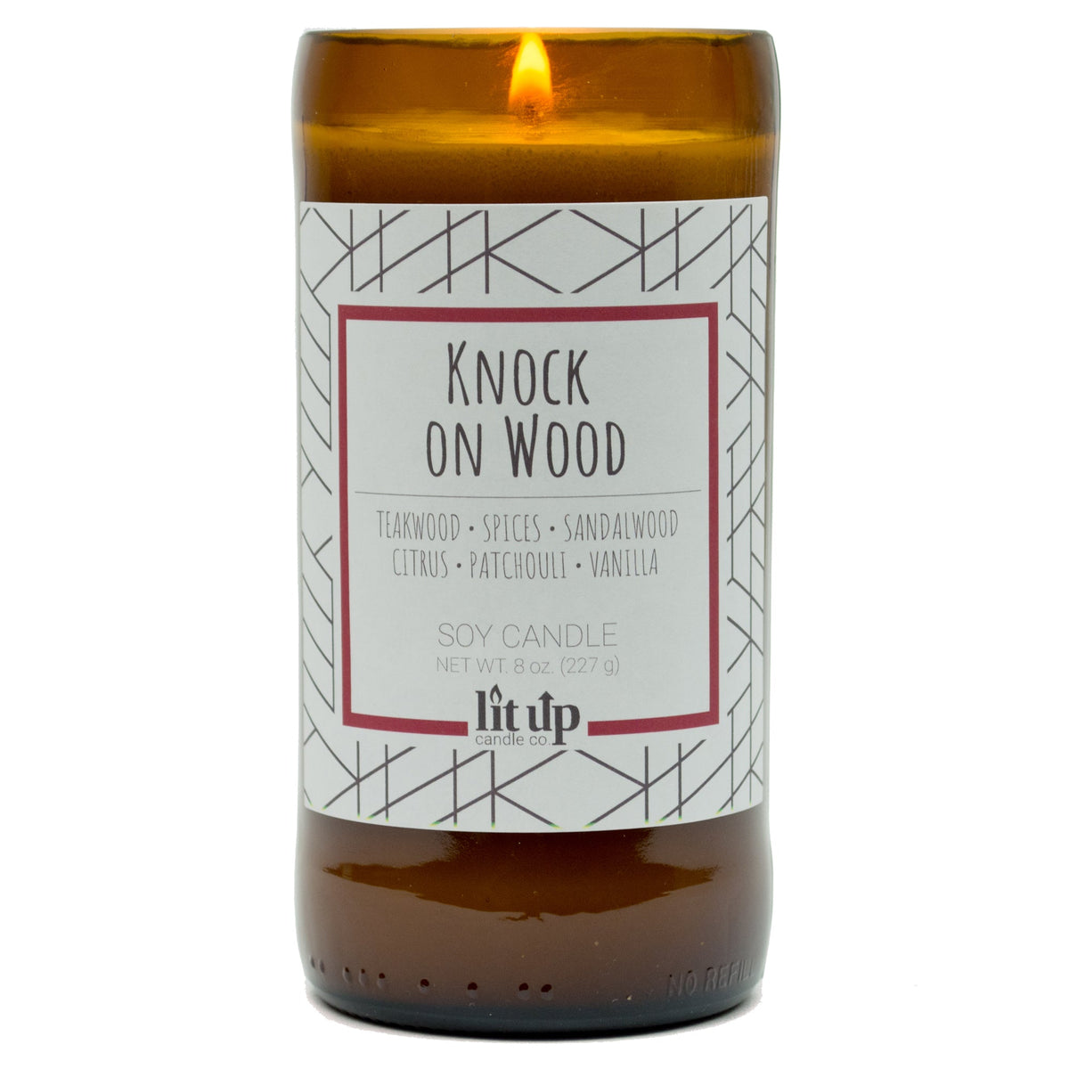 Knock on Wood 8 oz. soy candle in upcycled beer bottle - view 5